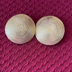 Vintage Gold Textured Shield Earrings